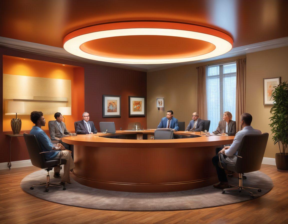 An artistic representation of a secure adult lifestyle business environment, featuring a shield symbolizing protection and guidance from a diverse group of professionals discussing insurance options, with elements reflecting the adult lifestyle industry subtly integrated, such as playful decor or vibrant colors. The setting should exude warmth and professionalism while portraying trust and safety. vibrant colors. 3D. super-realistic.